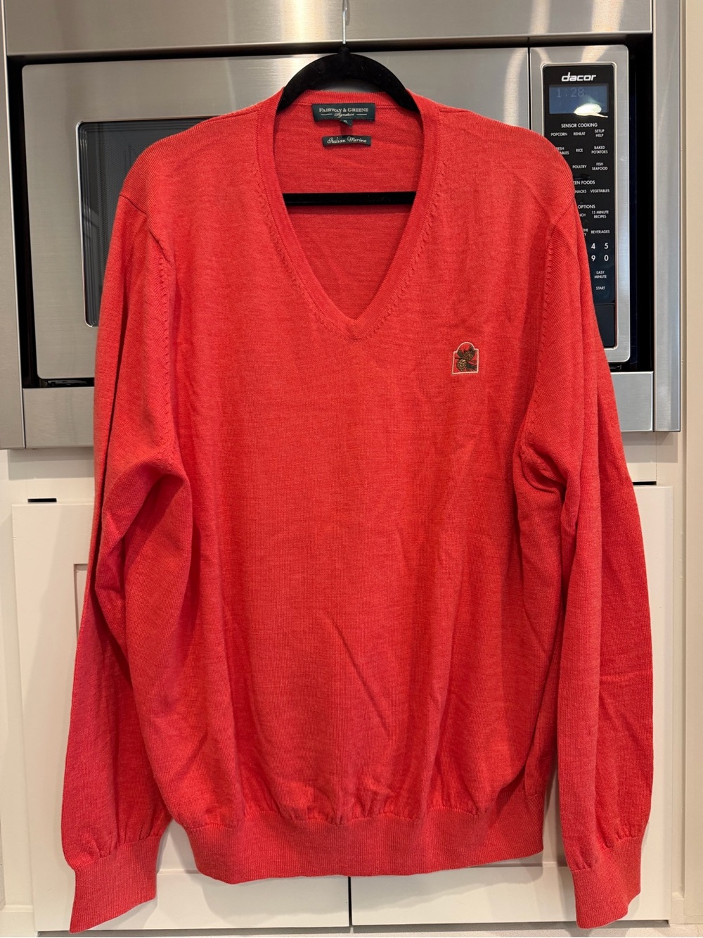 Fairway & Greene Coral-Red V-Neck Sweater